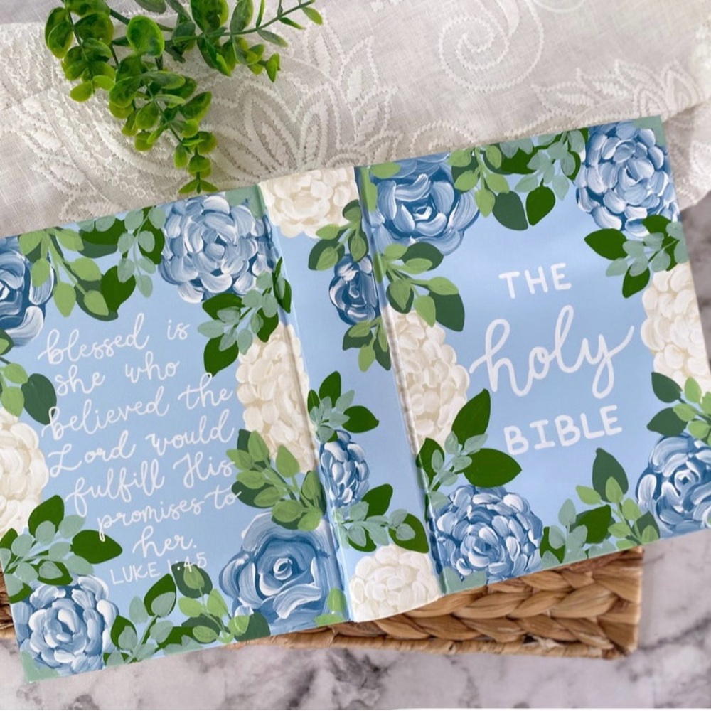 Floral Blue and White Bible Cover